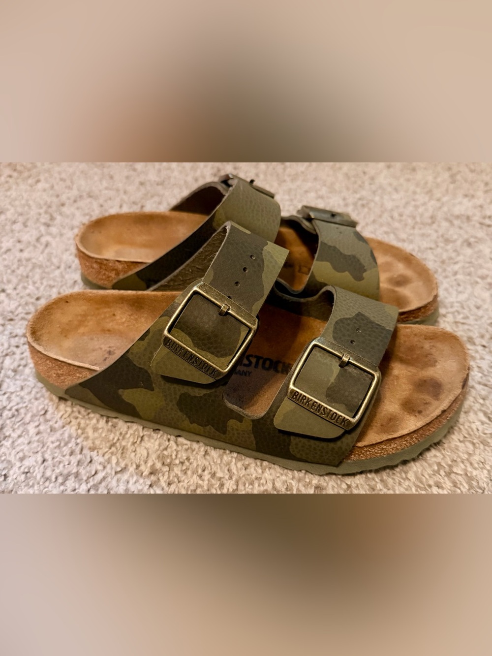 Birkenstock Arizona Camo Olive Green Two-Strap Sandal